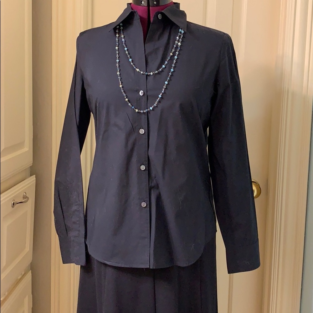 Black button front blouse